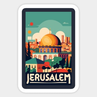 A Vintage Travel Art of Jerusalem - Israel Sticker